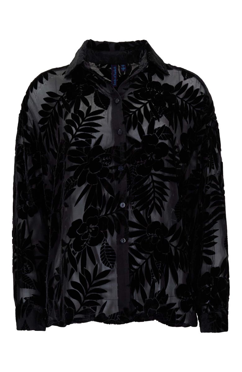 Lords of Harlech Country Floral Velvet Devore Womens Shirt, Alternate, color, Country Floral Black