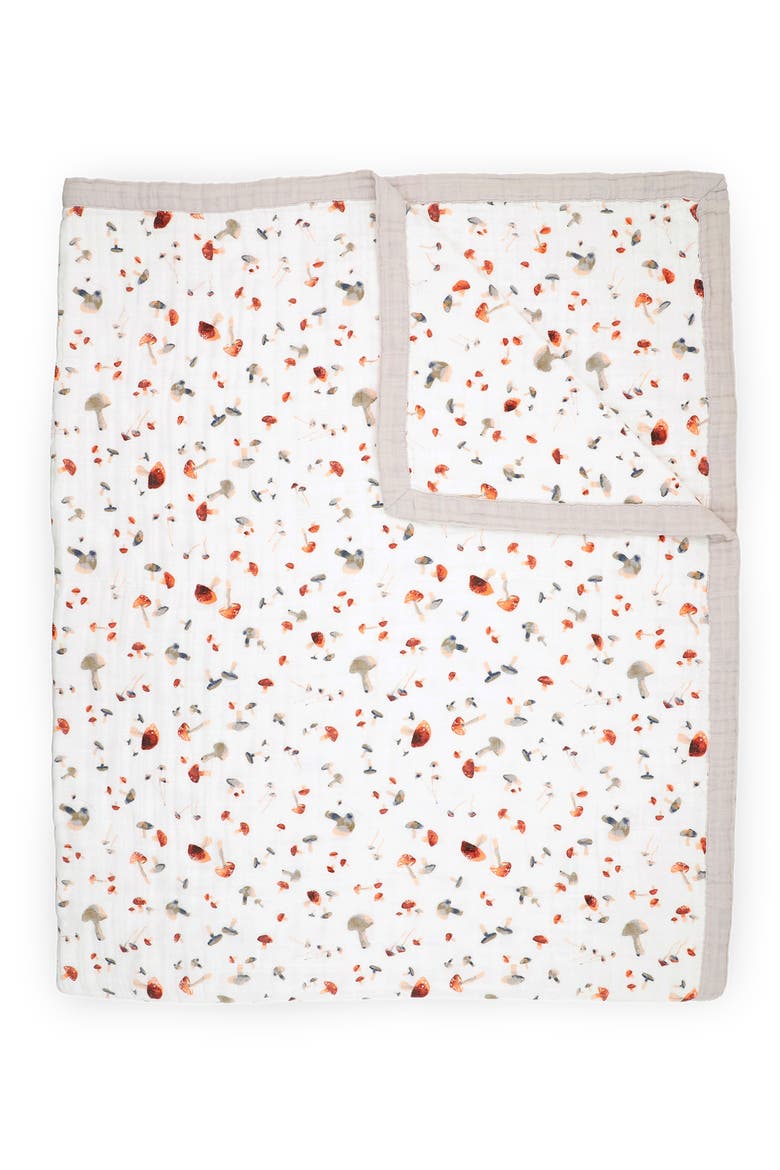 Kids' Cotton Muslin Quilted Throw, Main, color, MUSHROOMS