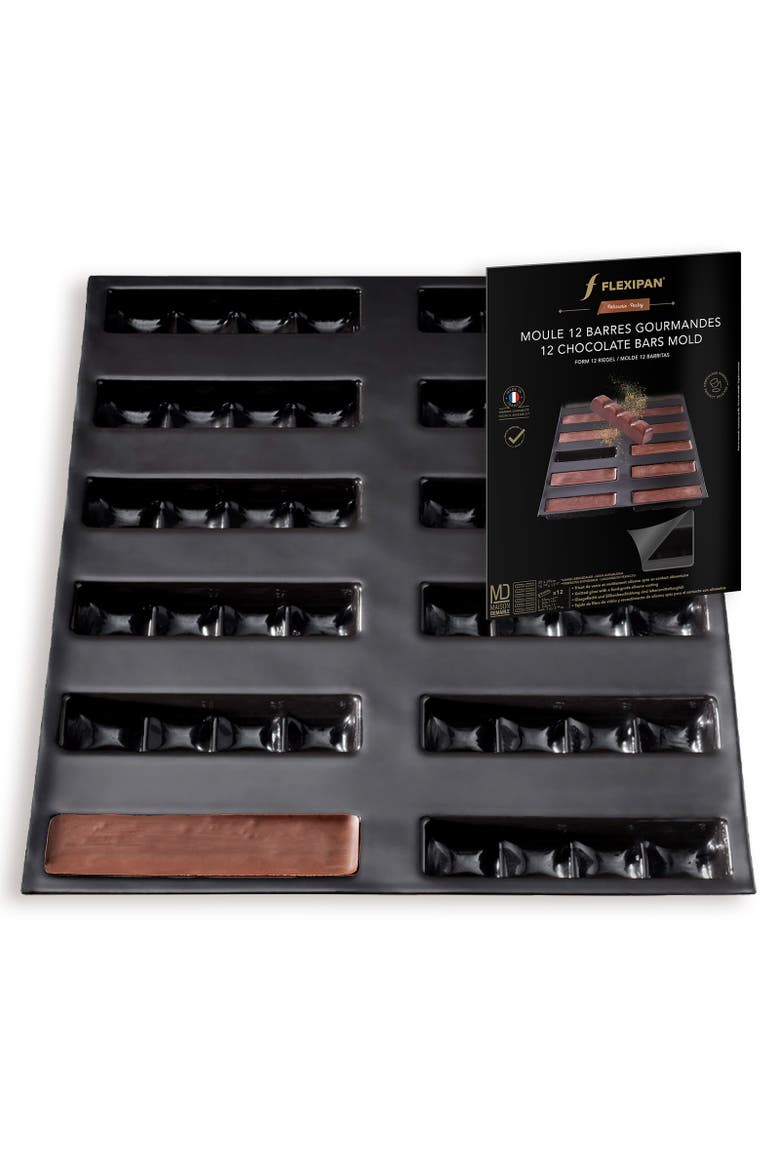 Flexipan 12 Chocolate Granola Bars Premium Silicone Baking Pan, Main, color, Black