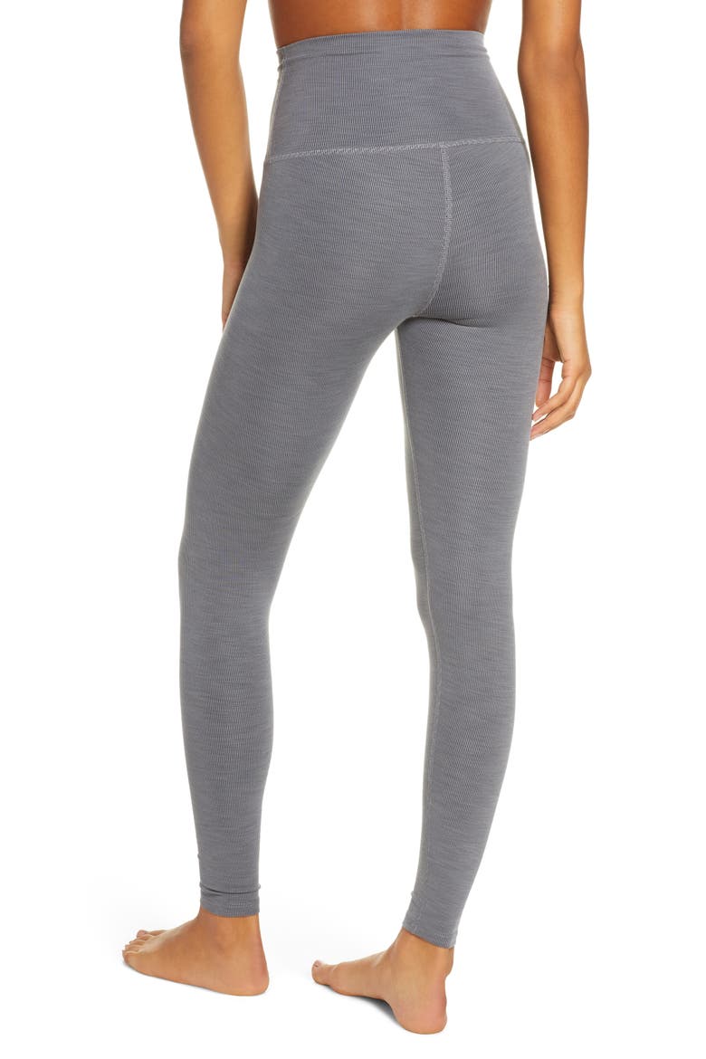 Heather High Waist Rib Leggings, Alternate, color, GRAY HEATHER