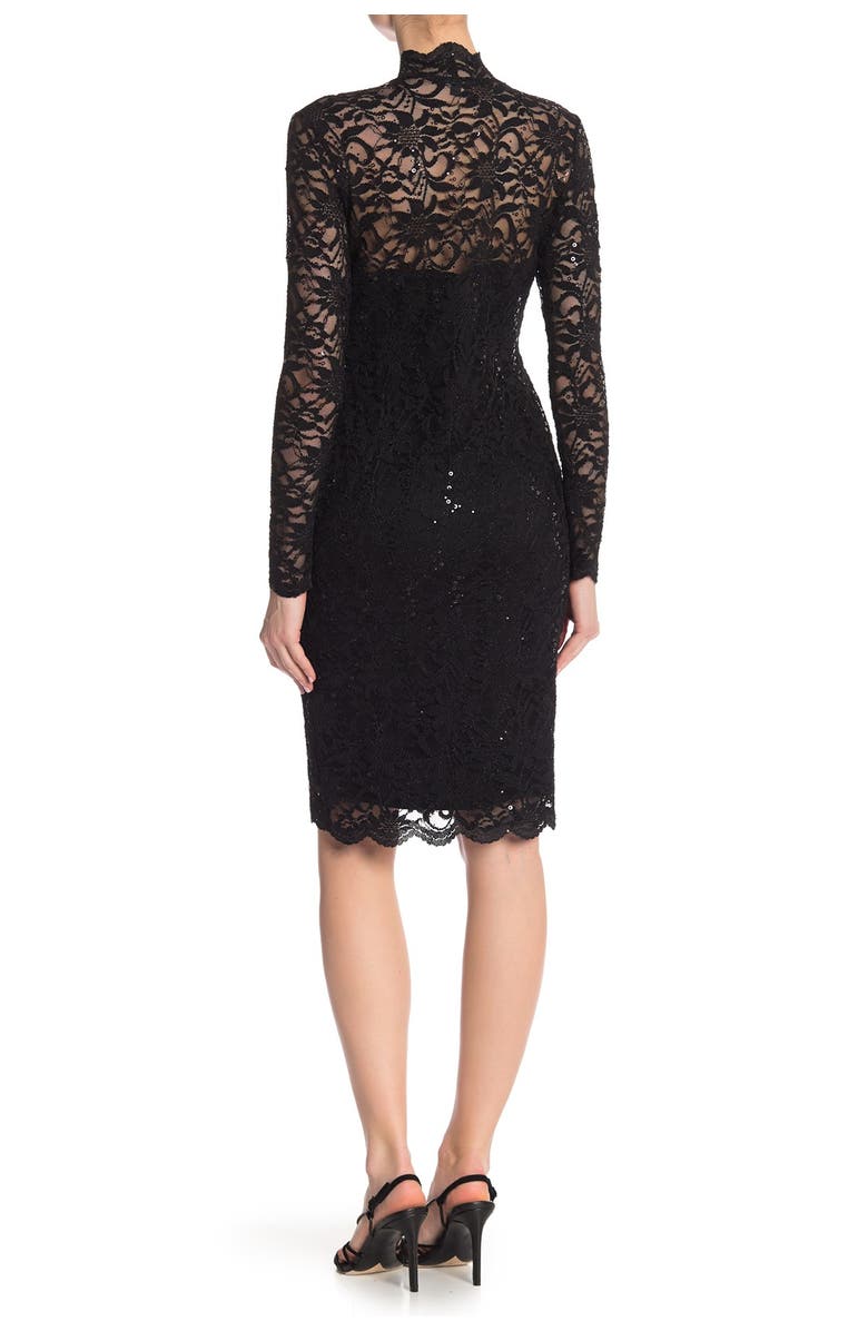 Marina Scalloped Sequined Lace Sheath Dress, Alternate, color,