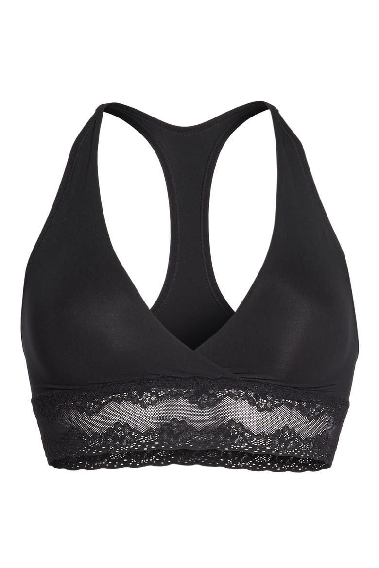 Bliss Perfection Racerback Maternity/Nursing Bralette, Alternate, color, BLACK
