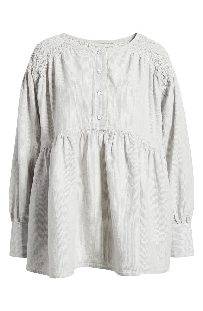 Free People Alana Linen & Cotton Blend Babydoll Tunic, Main, color, Blue And White Combo