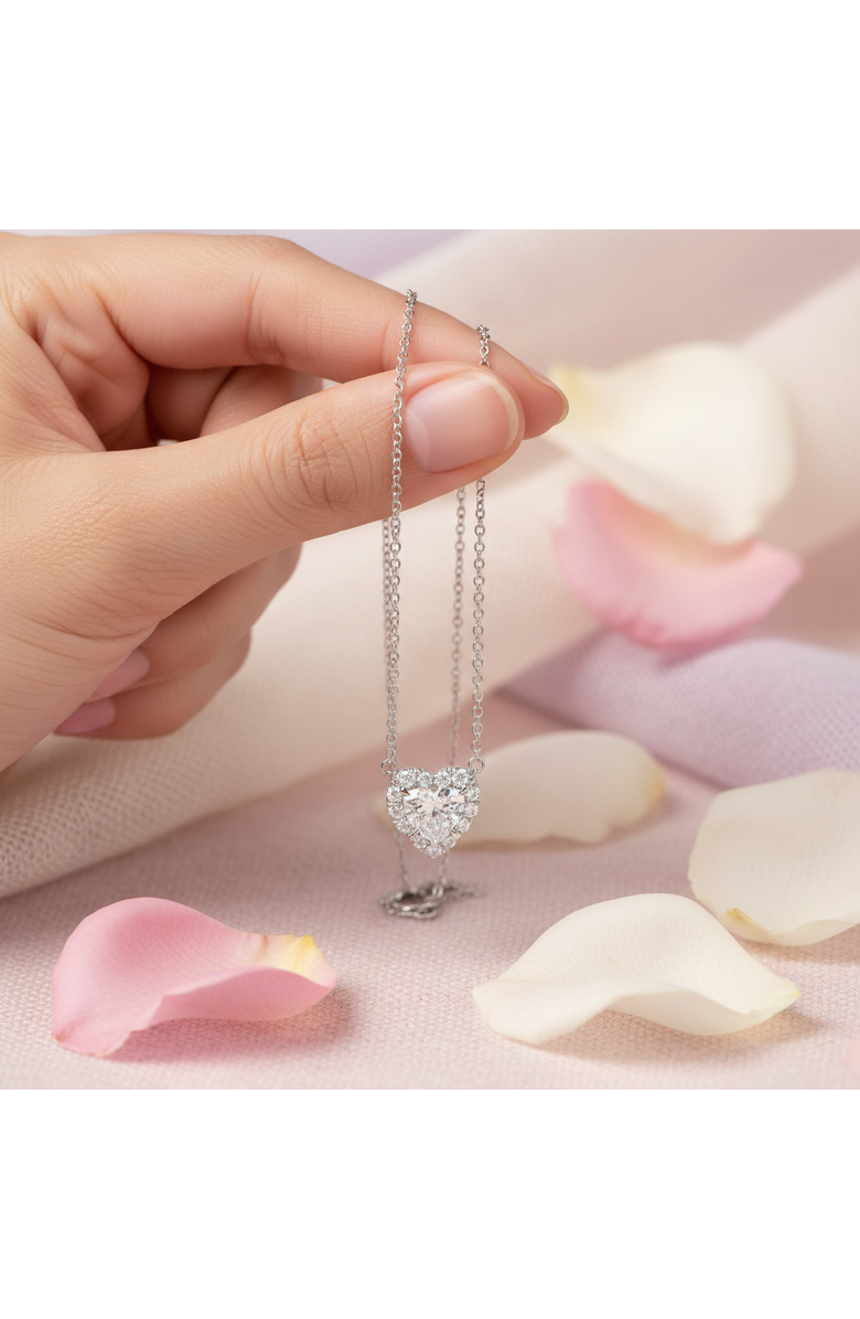 LuvMyJewelry Rumi 14K Gold Lab Grown Diamond Heart Necklace - 1.25 ct, Alternate, color, 14K White Gold