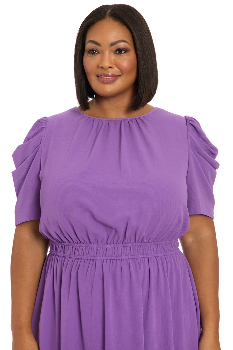 Shirred Crewneck Midi Dress, Alternate, color, DEEP LAVENDER