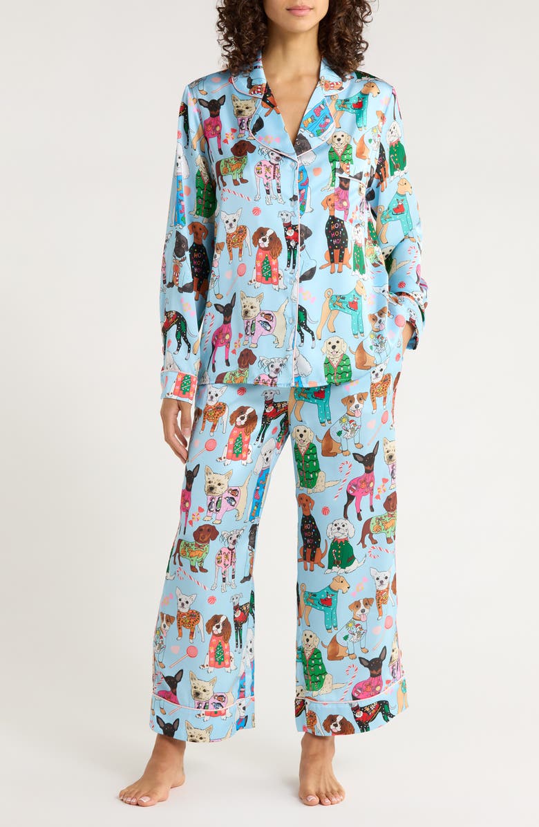 Karen Mabon Christmas Dogs Classic Pajamas, Main, color, Pale Blue