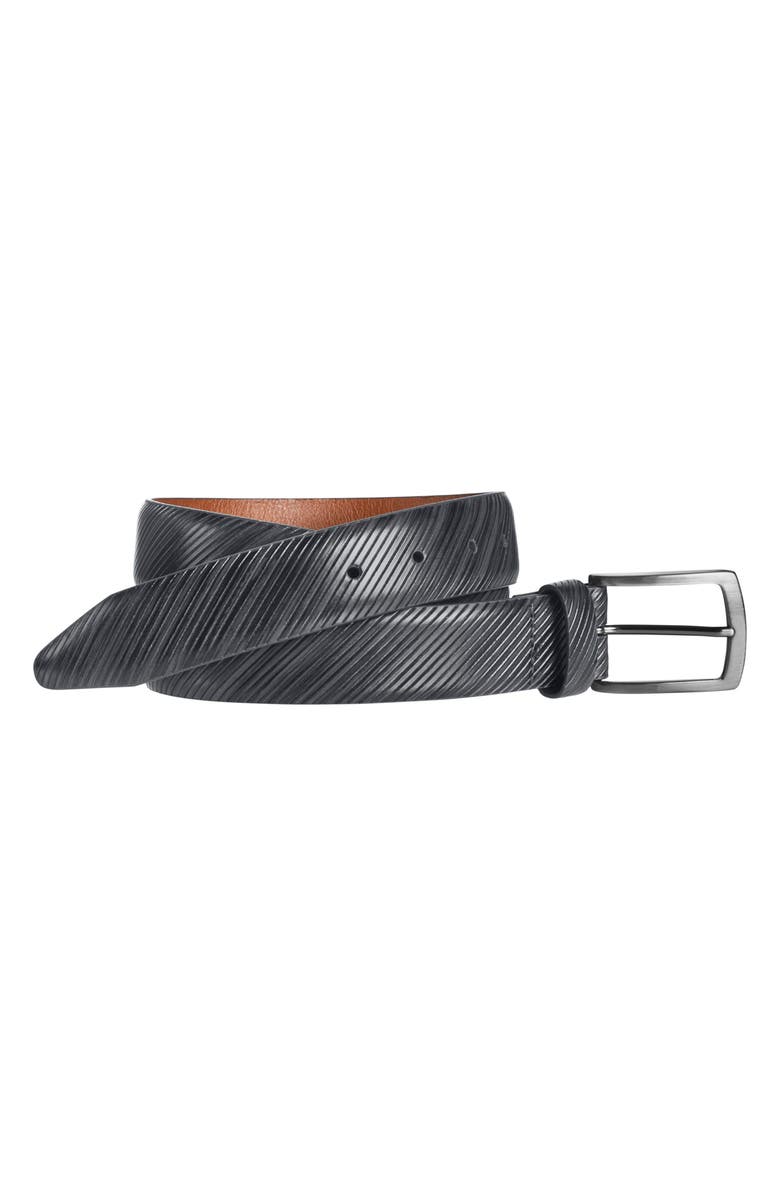 Johnston & Murphy Diagonal Embossed Leather Belt, Main, color, 