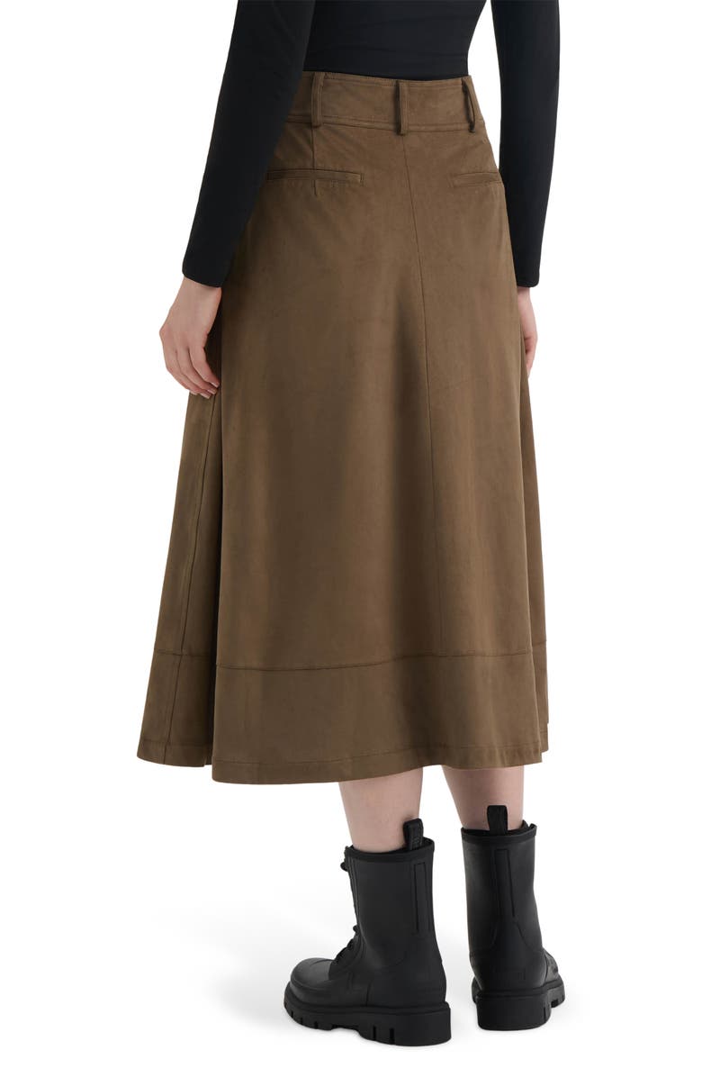 Hunter Faux Suede A-Line Midi Skirt, Alternate, color, Hunter Green