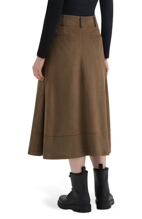 Hunter Faux Suede A-line Midi Skirt In Green