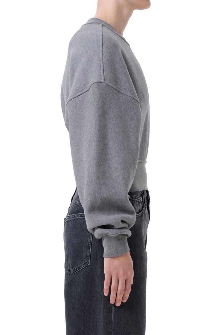 Kit Cotton Fleece Crop Sweatshirt, Alternate, color, GREY HEATHER GREY