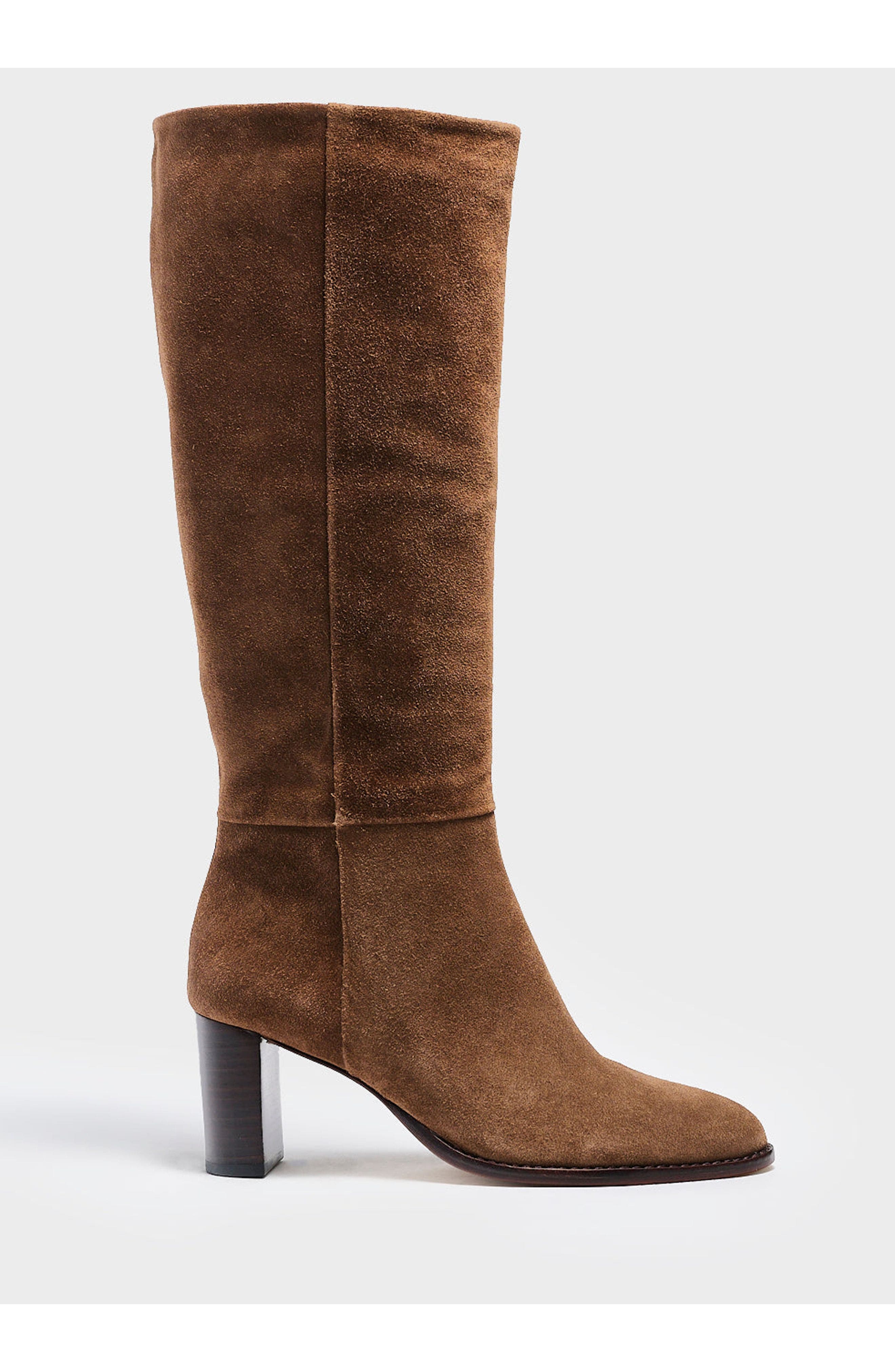MARION PARKE Catherine 70 Scrunch Boot Suede, Main, color, Mocha