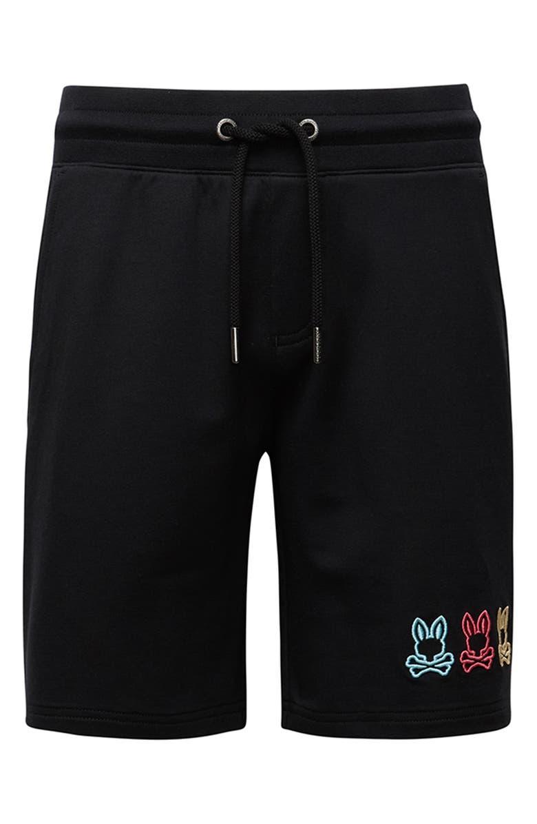 Psycho Bunny Kids' Any Embroidered Sweat Shorts, Main, color, Black