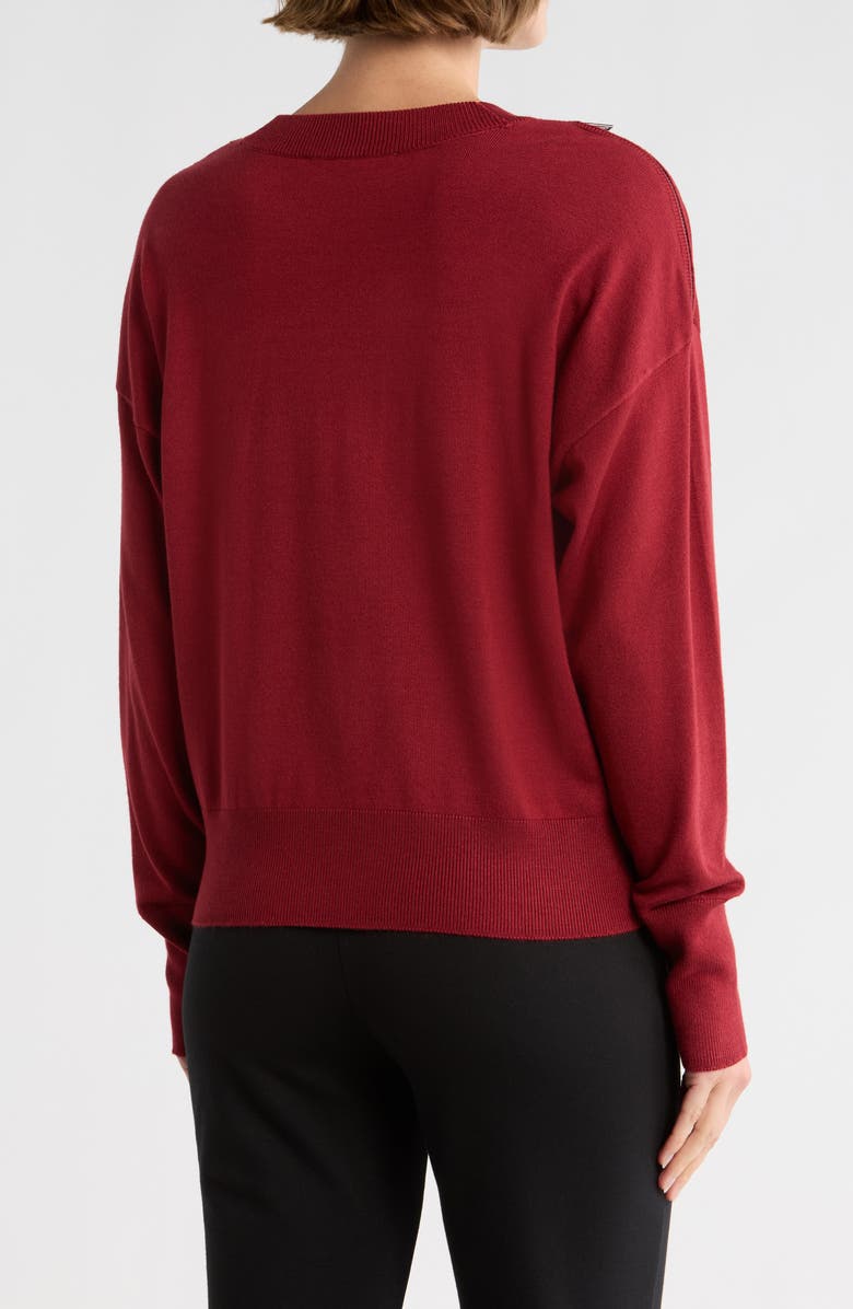 DKNY Zip Trim Sweater, Alternate, color, Merlot