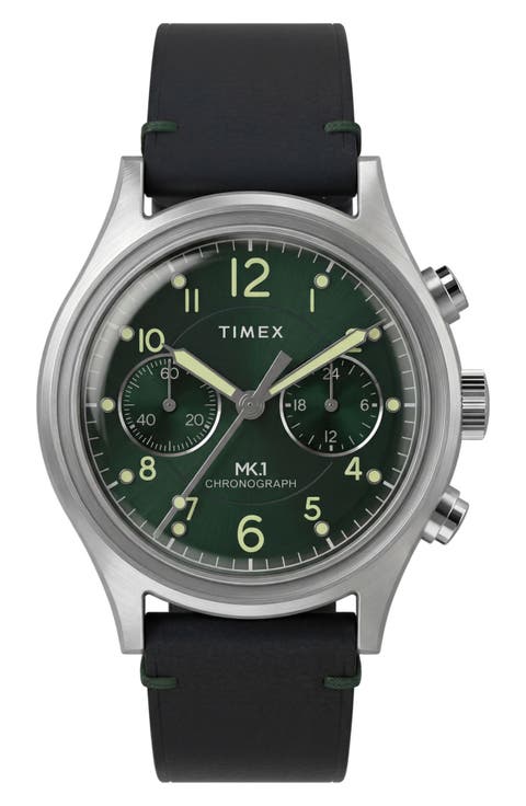MK1 Chronograph Leather Strap Watch, 40mm