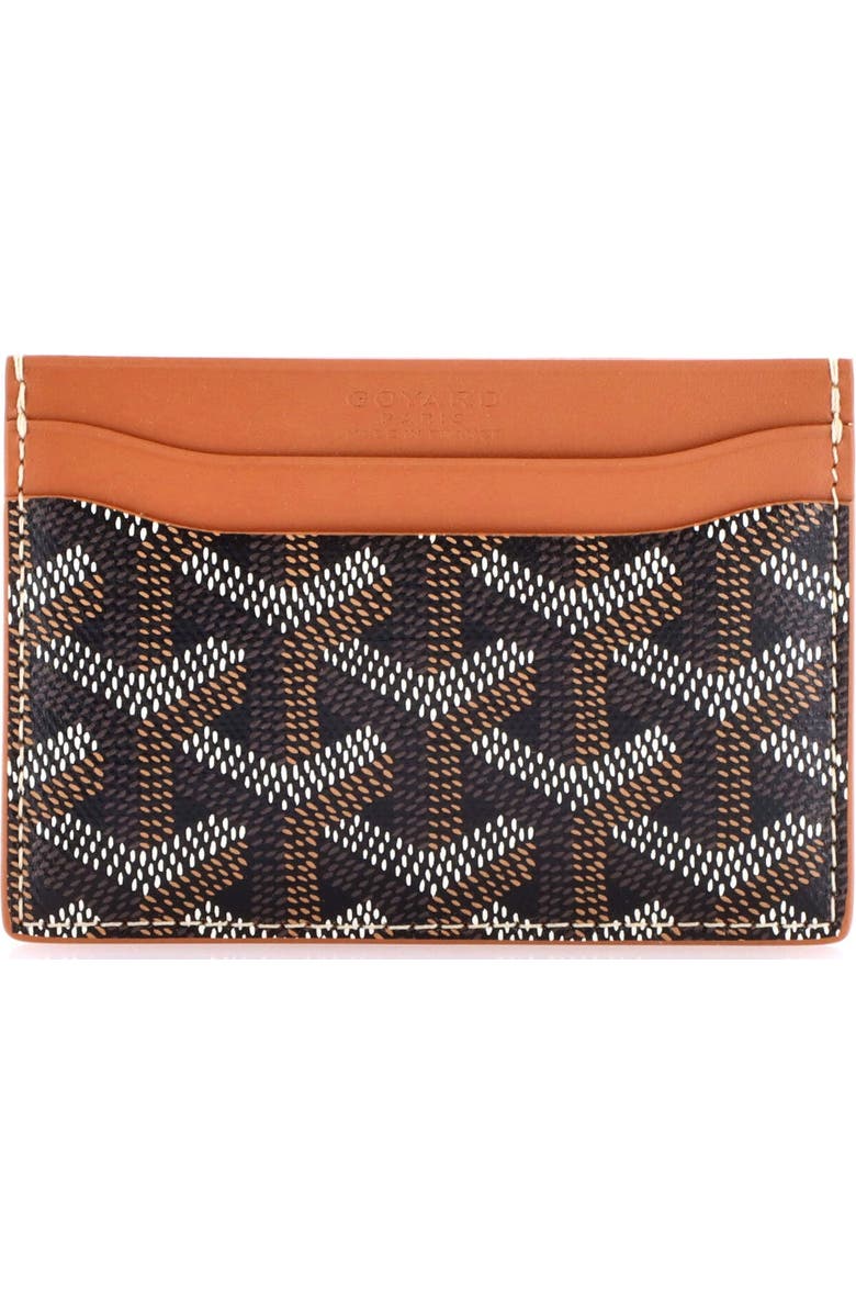 Pre-Owned Goyard Saint Sulpice Card Holder Coated Canvas, Main, color, Black