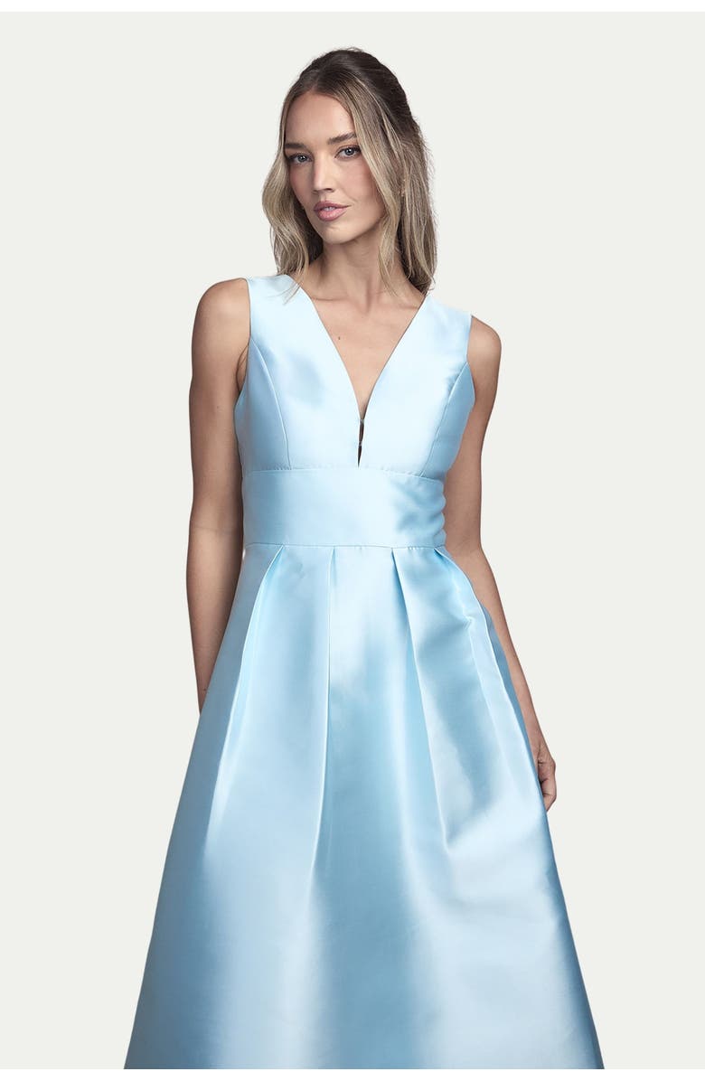 Coast Structured Twill Midi Bridesmaid Dress, Alternate, color, Pale Blue