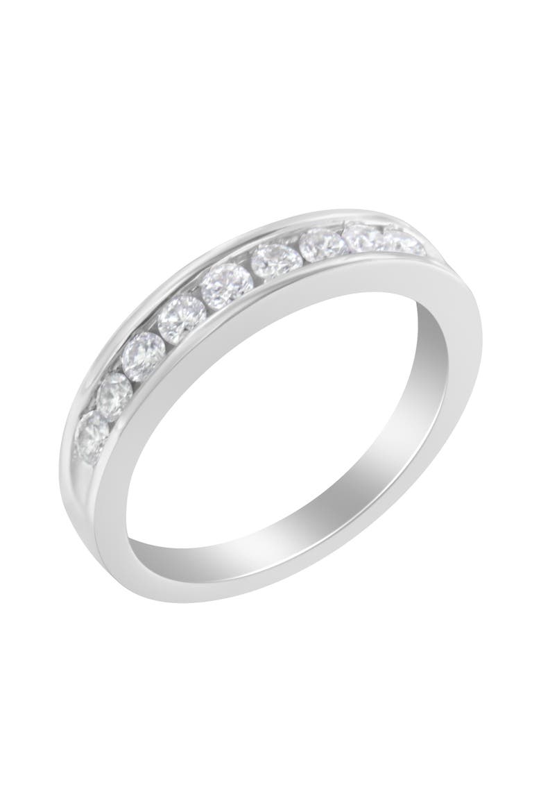 18K White Gold Round Diamond 1/2 Cttw Channel Band Ring, Main, color, White Gold