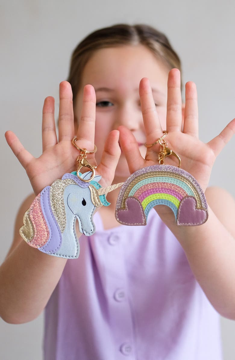 Mimi & Lula Kids Rainbow Key Ring Bag Charm, Alternate, color, Medium Beige