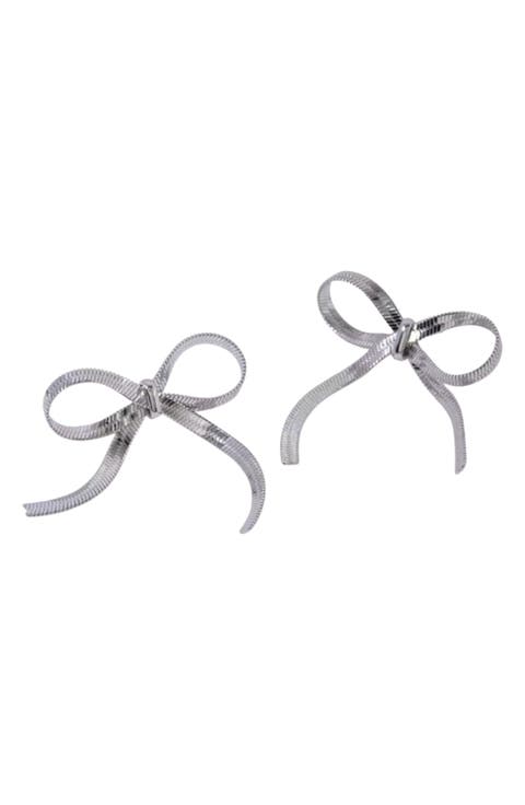 Ribbon Bow Stud Earrings
