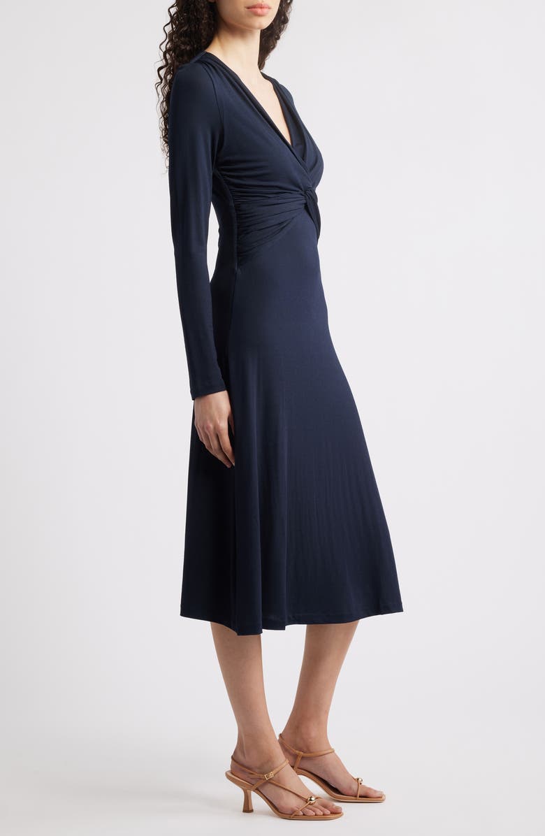 BOSS Eulo Twisted Long Sleeve Dress, Alternate, color, Clean Navy