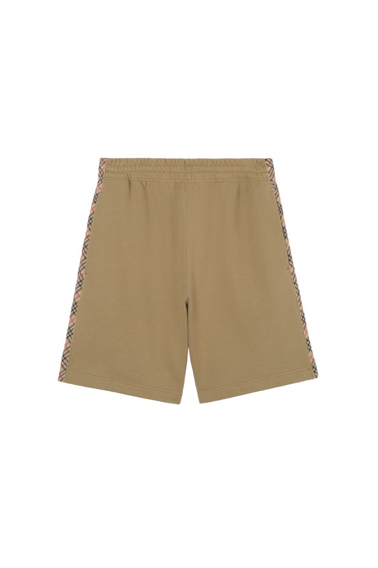Check Trim Cotton Shorts, Alternate, color, Sparrow beige