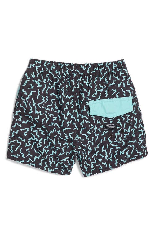 Shop Volcom Graphic T-shirt & Swim Trunks Set In Teal Blue