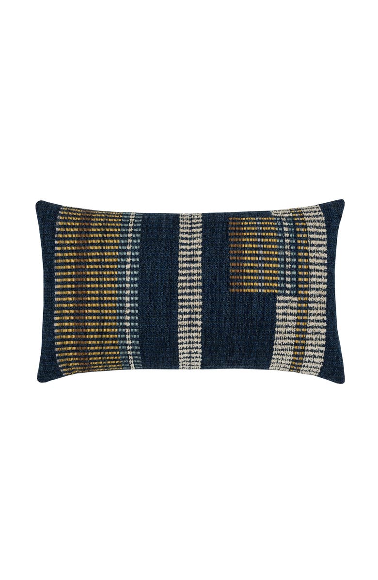 Elaine Smith Voyage Indigo textured with chenille Indoor & Outdoor Woven Accent Pillow, Main, color, Indigo
