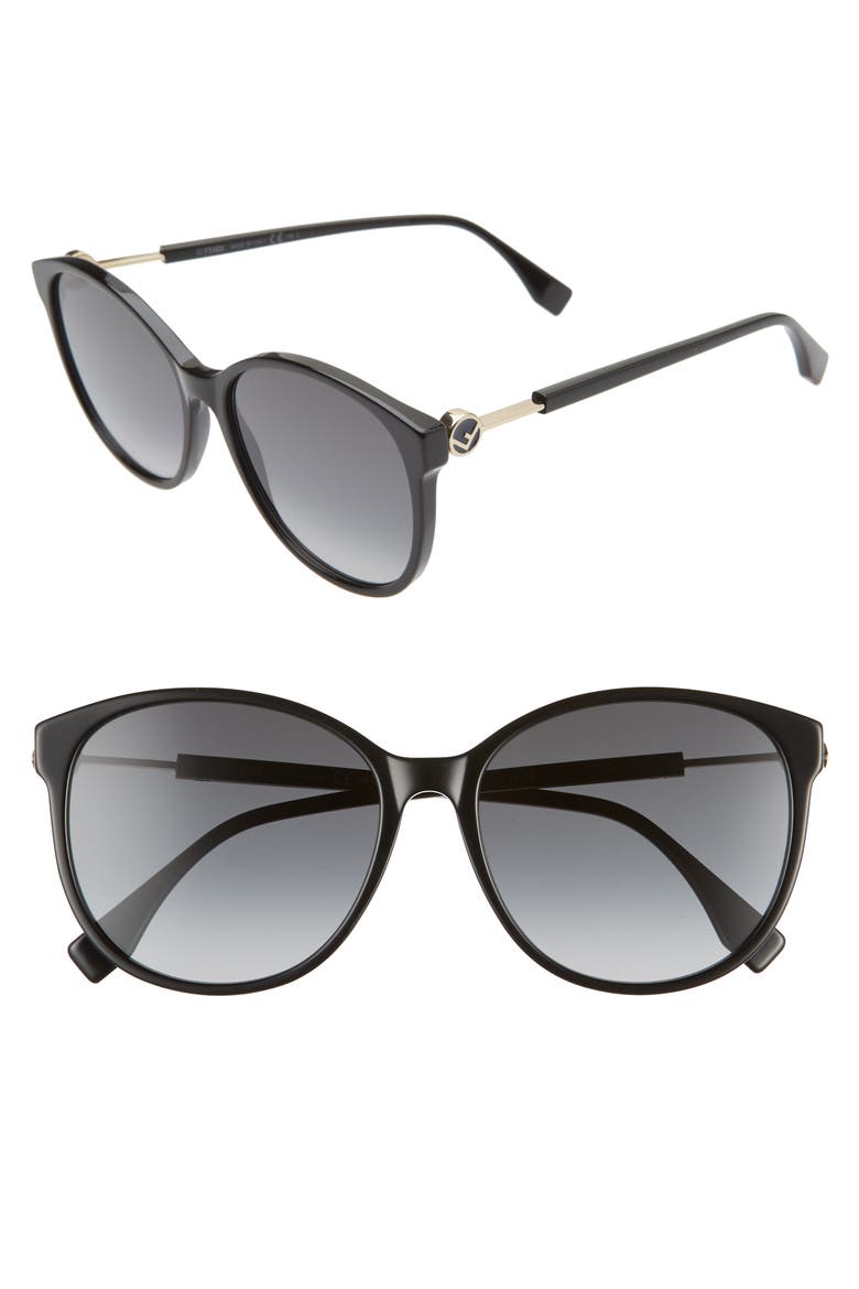 58mm Gradient Cat Eye Sunglasses, Main, color, BLACK/ DARK GREY