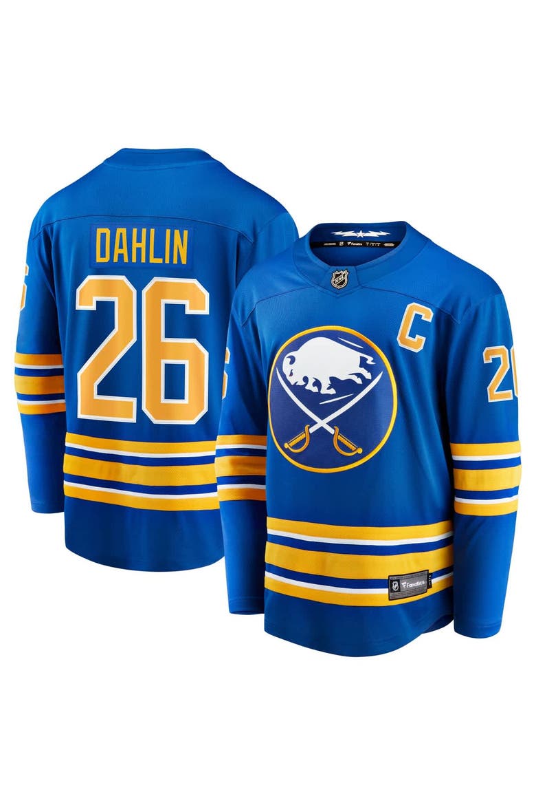 Men's Fanatics Rasmus Dahlin Royal Buffalo Sabres Home Captain Patch Breakaway Jersey, Main, color, Royal