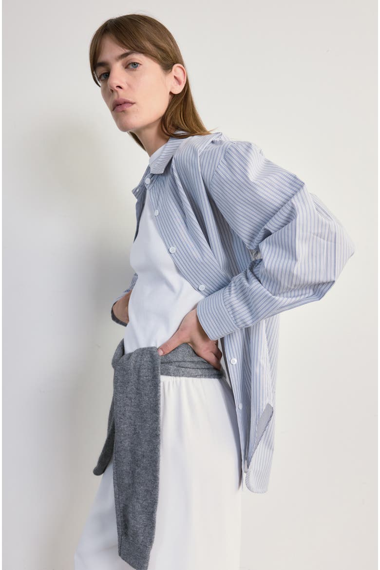 Oversized Cotton Shirt, Alternate, color, Light Blue Stripe Ice White