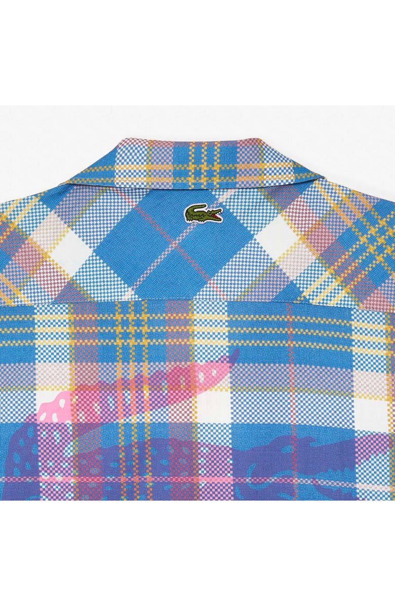 Lacoste Relaxed Fit Plaid Short Sleeve Button-Up Camp Shirt, Alternate, color,