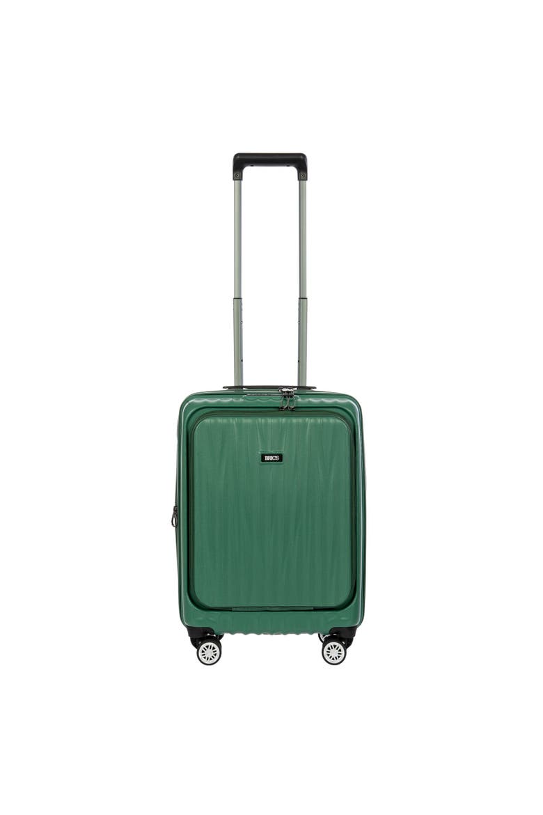 Cervia Hardside Expandable 21"  Carry On  Spinner Luggage with Front Pocket, Main, color, Dark Emerald
