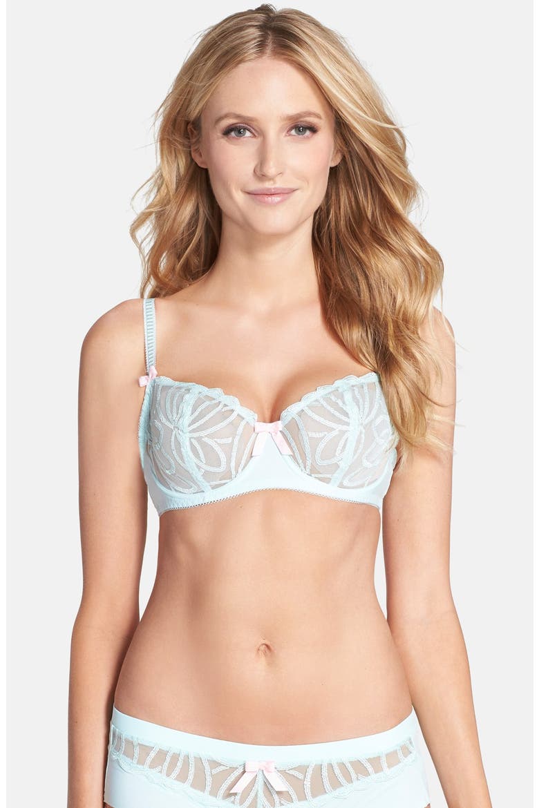'Starlet' Lace Underwire Balconette Bra, Main, color, PEPPERMINT GREEN