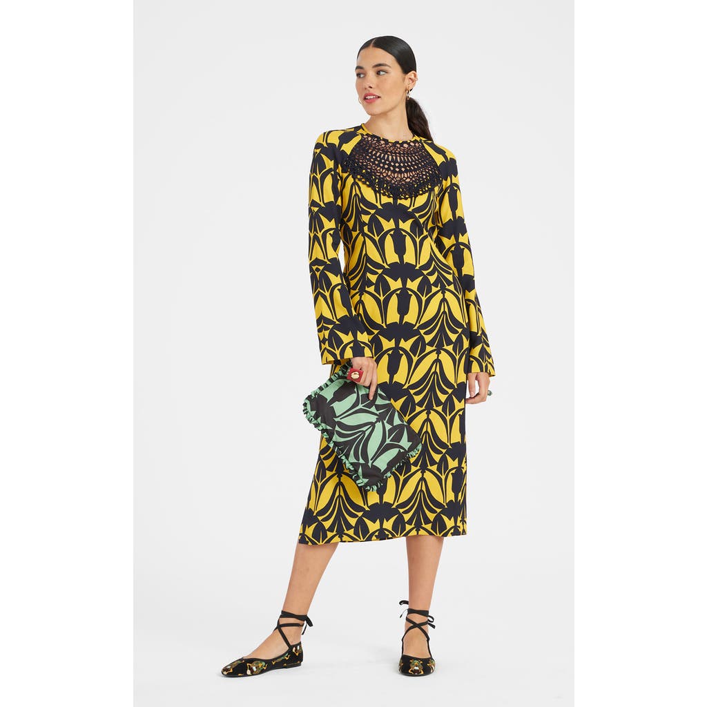 La Doublej Patterned Wednesday Midi Dress In Papyrus Gold