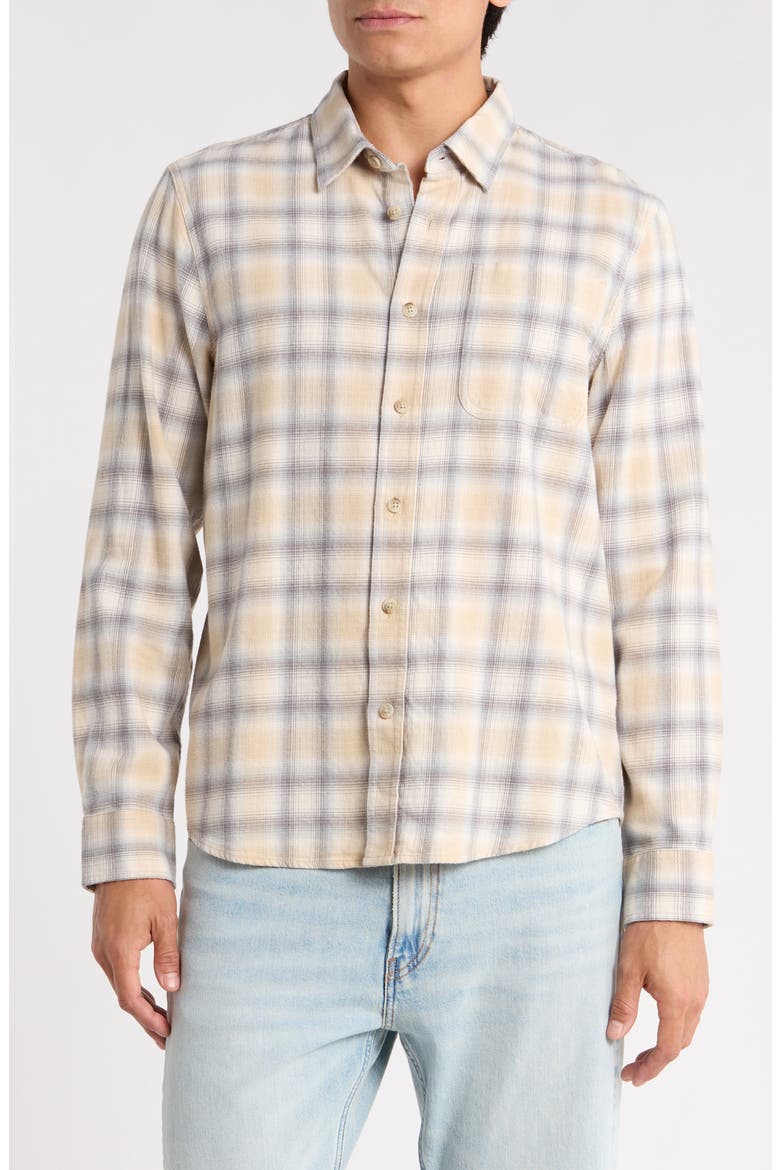 Plaid Flannel Button-Up Shirt, Main, color, IVORY- TAN ARES PLAID