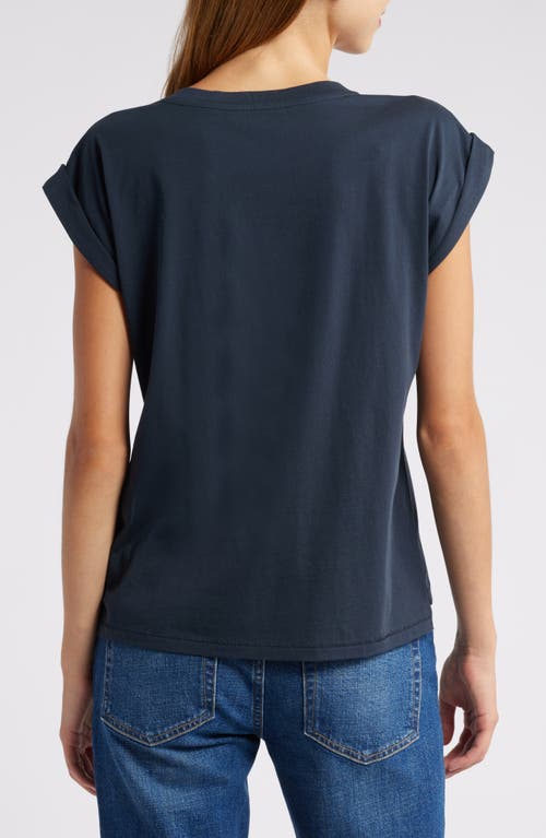 Frame Easy Cotton V-neck T-shirt In Navy