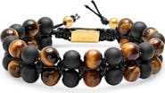STEELTIME Men's Tiger's Eye & Black Lava Beaded Bracelet