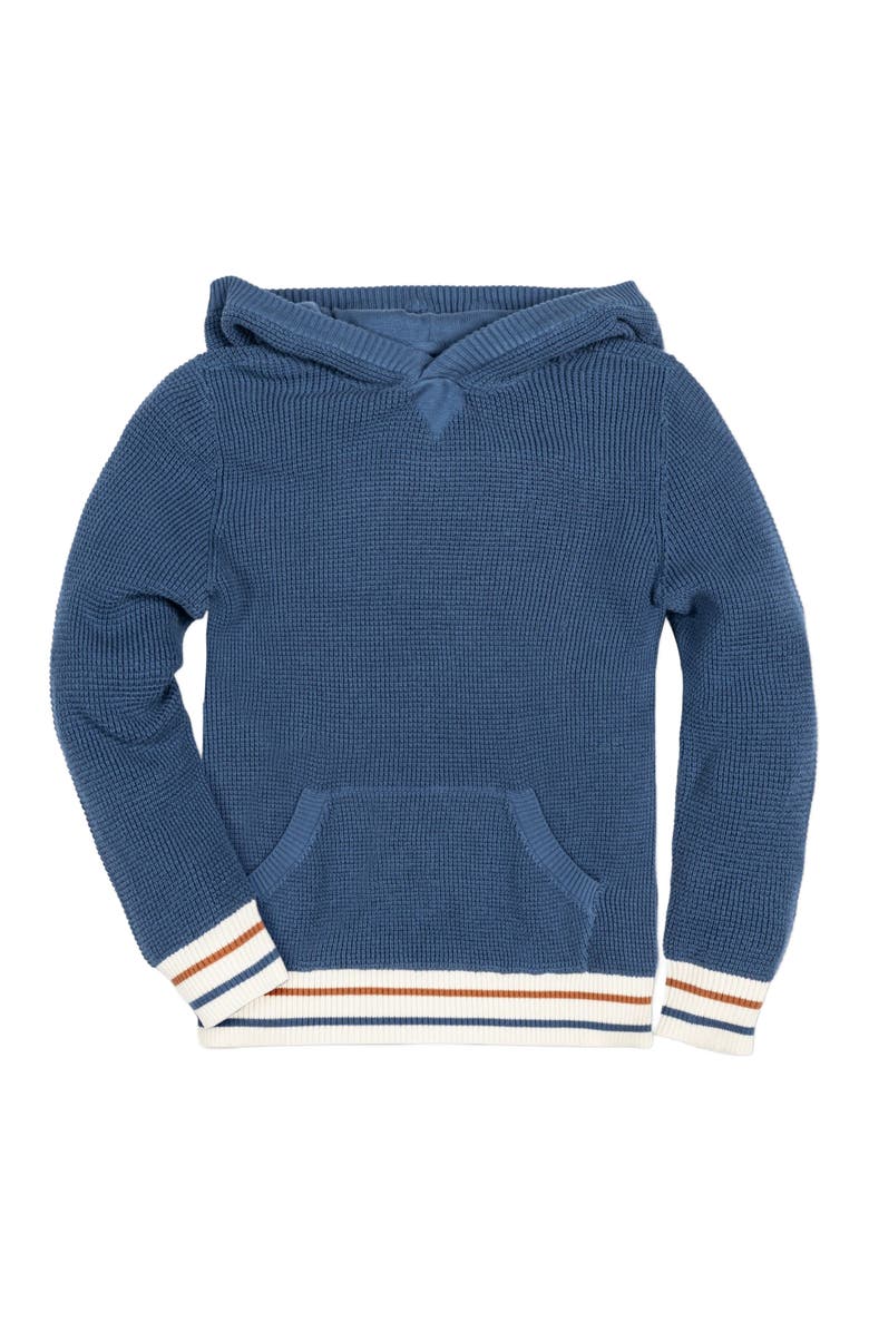 Hope & Henry Baby Boys' Organic Kanga Sweater Hoodie, Infant, Main, color, Dark Blue Waffle With Tipping