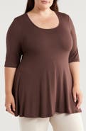 24seven Comfort Apparel Swing Asymmetric Hem Tunic Top
