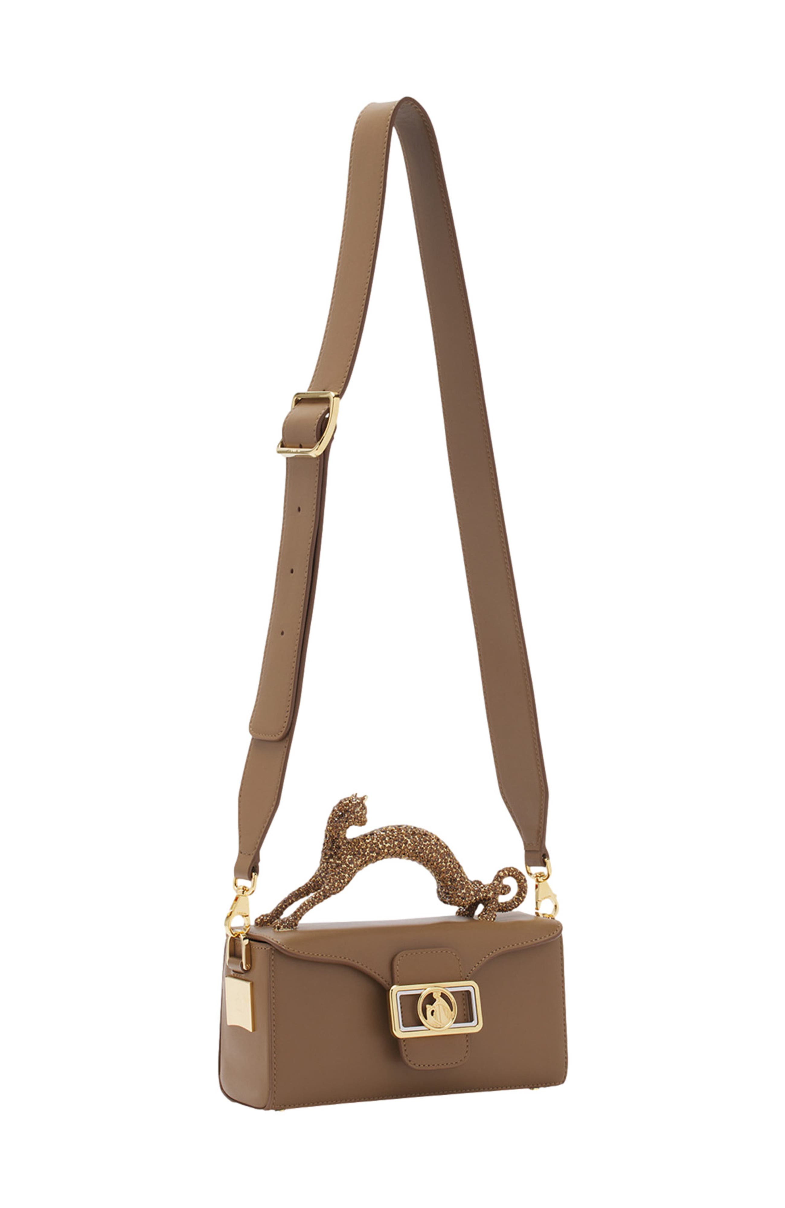 Lanvin Nano Pencil Cat Bag In Leather And Rhinestone, Alternate, color, 