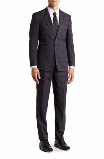 English Laundry Plaid Two Button Peak Lapel Suit