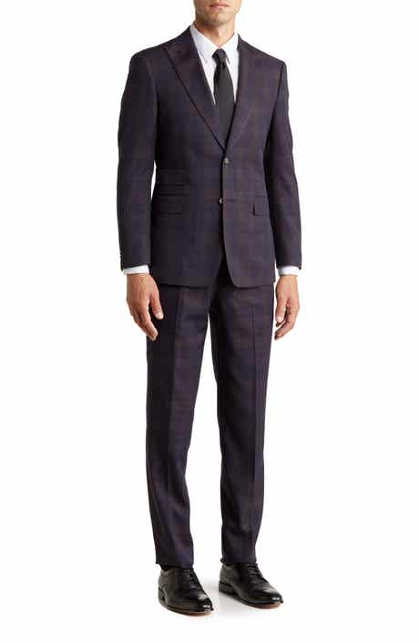 English Laundry Plaid Two Button Peak Lapel Suit