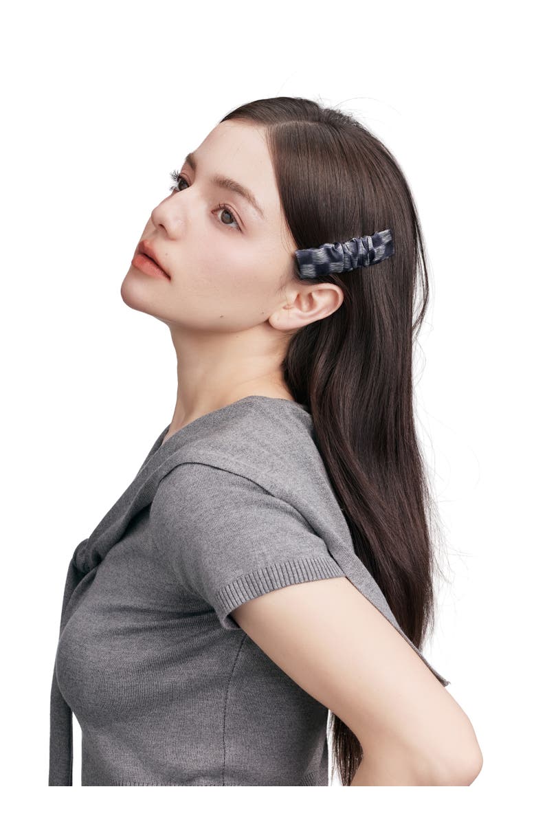 OLAH Lunelle Silk Hair Barrette Clip, Alternate, color, Steel Blue
