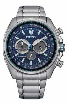 Eco Drive Chronograph Stainless Steel Bracelet Watch, 44mm