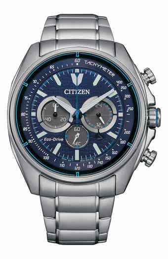 Eco Drive Chronograph Stainless Steel Bracelet Watch, 44mm