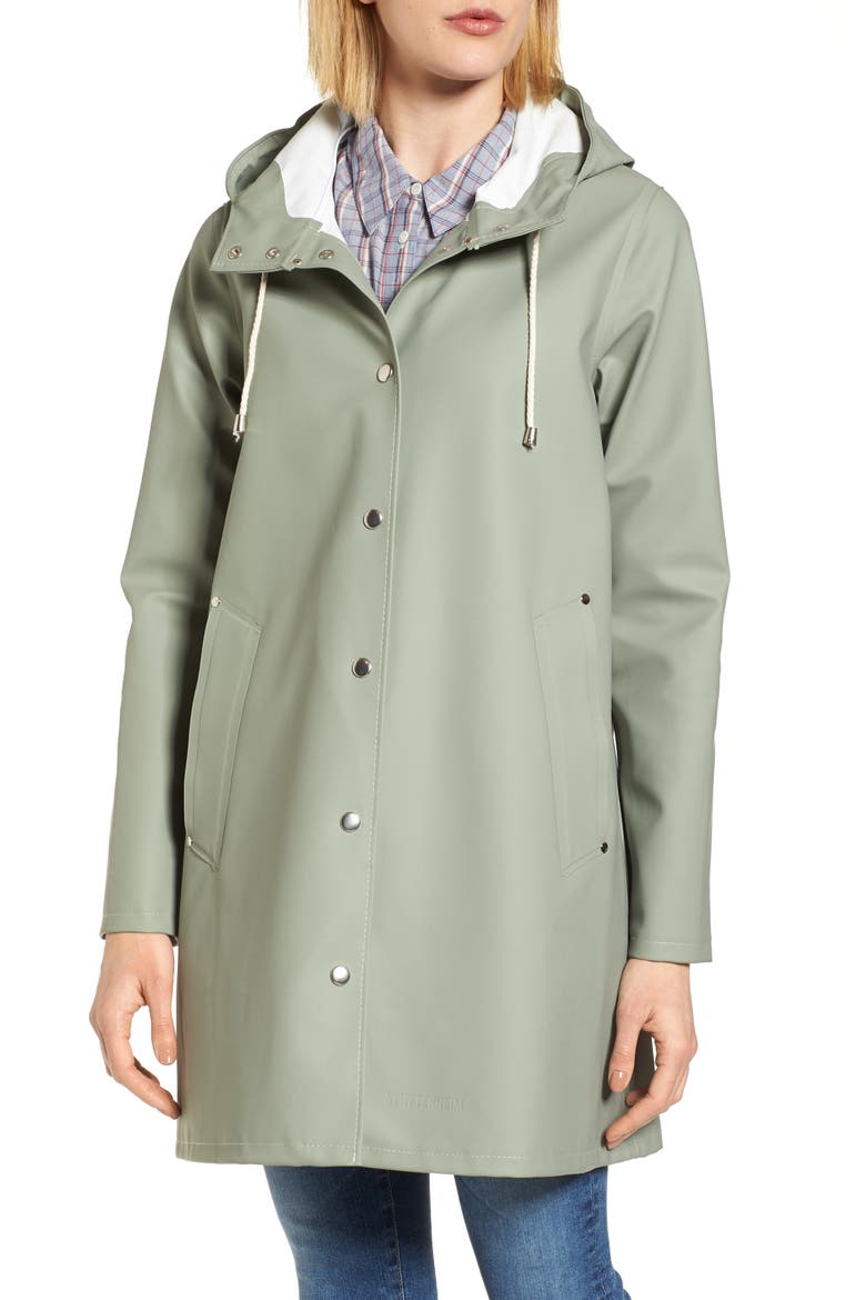 Mosebacke Hooded Long Sleeve Raincoat, Alternate, color, KHAKI GREEN