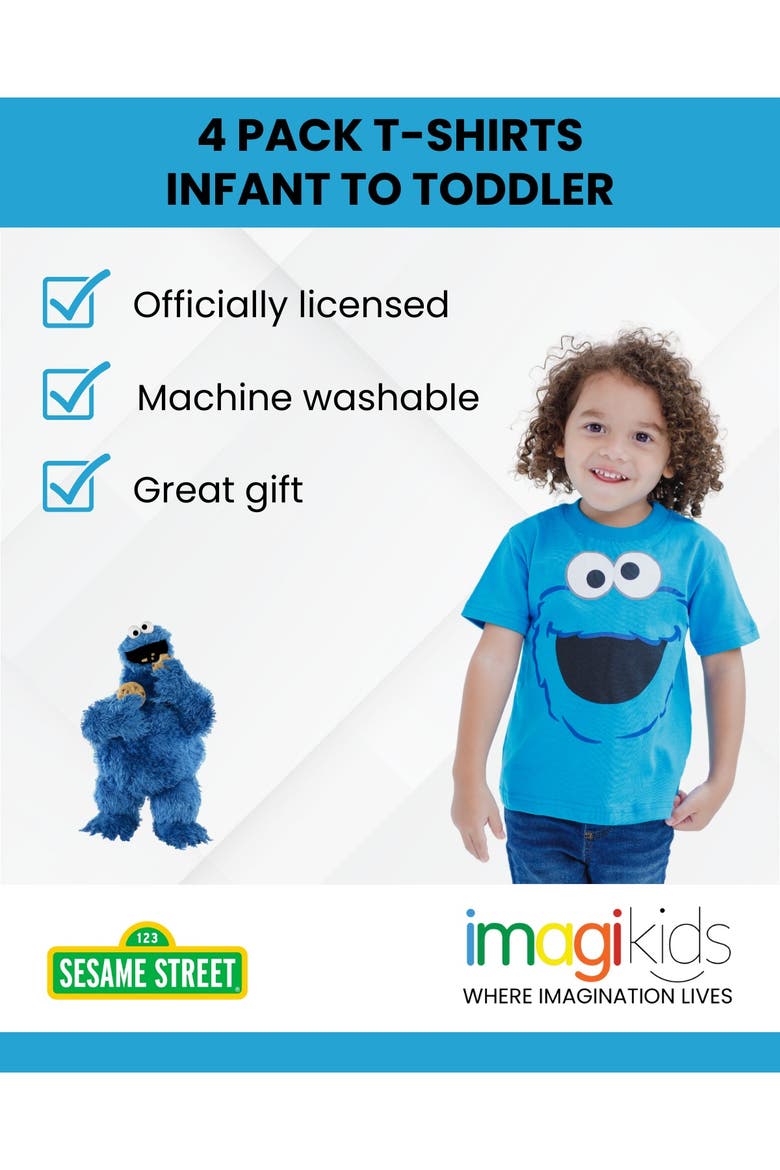 4-Pack Short Sleeve T-Shirts, Alternate, color, Sesame Street Multi