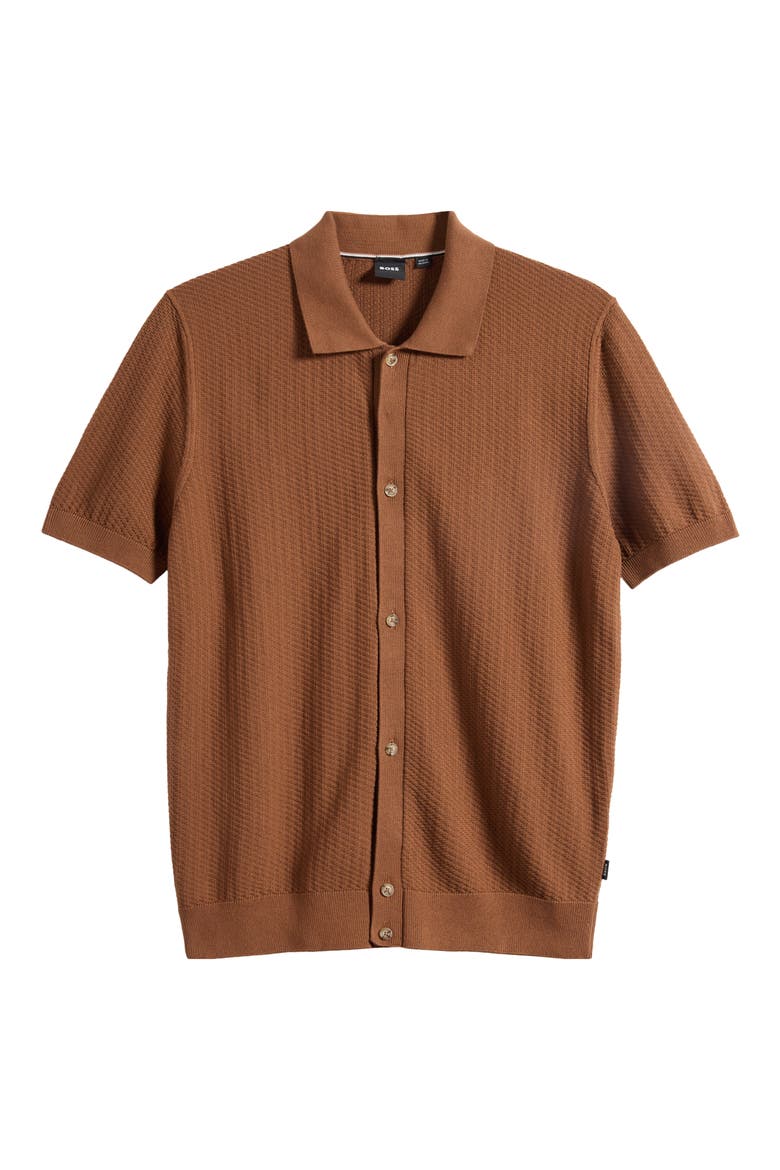 Iseppo Short Sleeve Cardigan, Alternate, color, MEDIUM BROWN