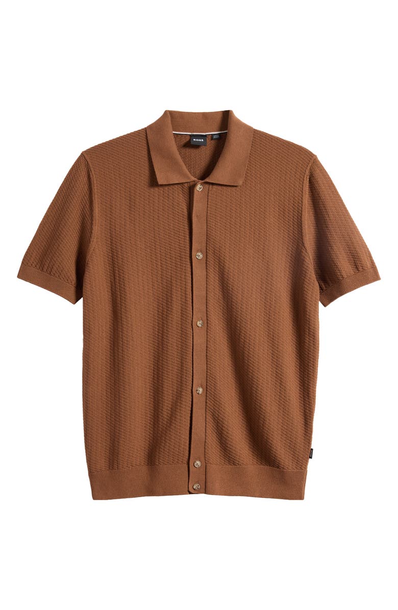 BOSS Iseppo Short Sleeve Cardigan, Main, color, Medium Brown