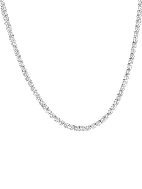 15"  20Ct TW Round Cut lab Grown Diamond Tennis Necklace 14K Gold